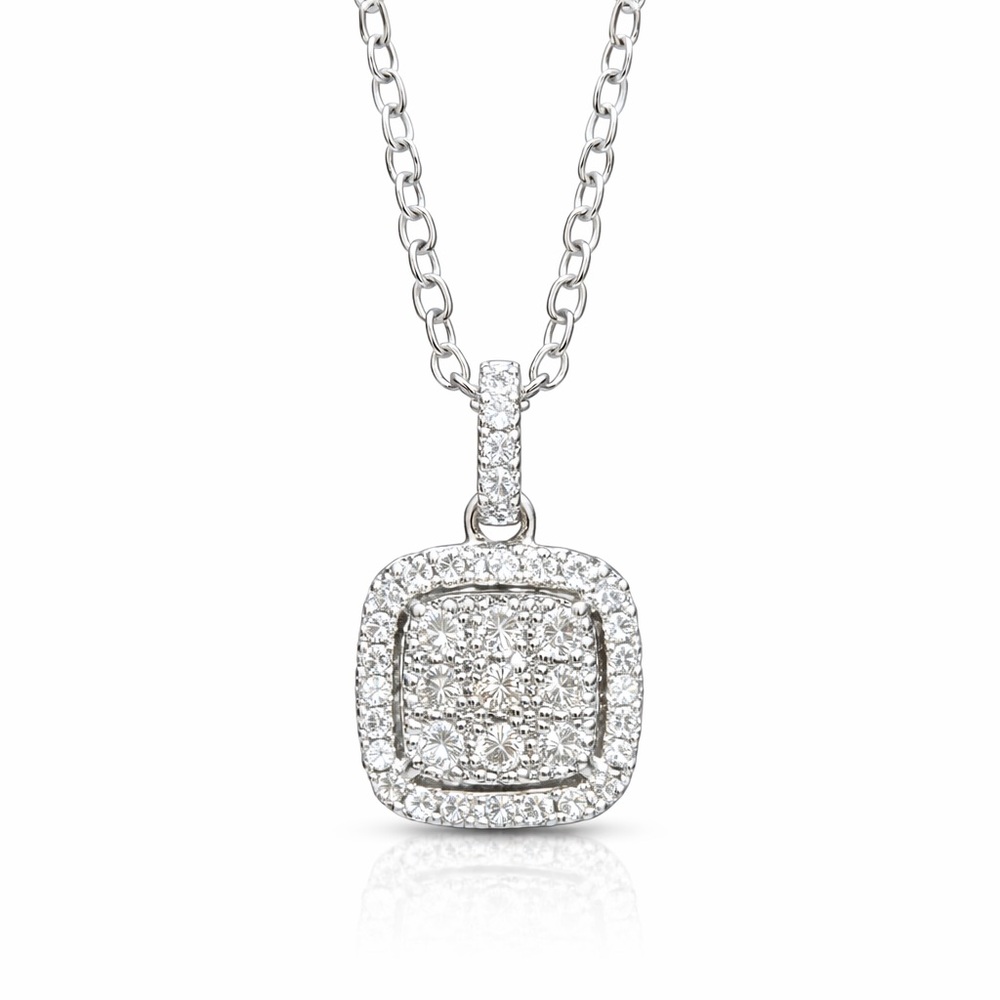 Silver Crystal Dainty Square Necklace - Picture 1 of 6